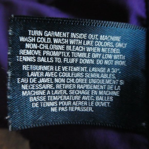 Ralph Lauren Purple Puffy Coat Peplum Detachable Snap Hood Green Pony Down XS - Picture 8 of 13